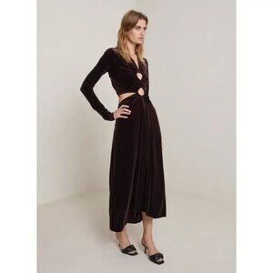 NWT A.L.C Maeve Women's Velvet Dress With Cut Out Brown Size 6
